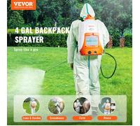 VEVOR Pulvérisateur Électrique à Dos 15L, Batterie 8Ah, 4,1L/min, 6,2bar - Jardin, Désinfection
