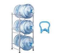 VEVOR Rack à Bonbonnes à 3 Niveaux et 1 Rangée, Support Bouteille d’Eau de 18,9 L, Capacité 3 Pièces, Range Bonbonnes d’Eau Solide, Rangement pour Garde-Manger, Cuisine, Bureau, Salon, Usine, Argenté