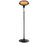 VEVOR Radiateur Infrarouge 2000 W sur Pied, Chauffage Extérieur Infrarouge, pour Terrasse, Jardin et Balcon, 3 Niveaux de Chauffage, Commande par Cordon, Hauteur Réglable, Acier Laminé à Froid, Noir