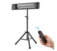 VEVOR Radiateur Infrarouge 2500 W sur Pied avec Trépied, Chauffage Extérieur Infrarouge, pour Terrasse, Jardin et Balcon, 3 Niveaux de Chauffage, Télécommande, Panneau de Commande, Minuterie 24 h, PP