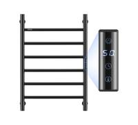 VEVOR Radiateur Sèche-Serviettes Électrique 6 Barres, Porte-Serviettes Chauffant Mural, Chauffe-Serviettes à Température Réglable, Étanche IPX5, avec Minuterie et Écran LED, Salle de Bain, Noir