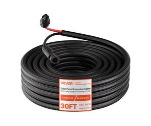 VEVOR Rallonge Panneau Solaire 6 mm² Câble d'Extension de Panneau Solaire 9,14 m avec Connecteurs MC4 pour Extérieur, Automobiles Camping-cars, Gaine Protection Ignifuge, Étanche IP67, Noir et Rouge