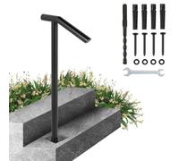 VEVOR Rampe d'escalier 2 Étapes, Main Courante pour Escalier Extérieur, Hauteur 96 cm, Barre d'escalier en Fer Garde-corps pour Escalier Antirouille Porche Jardin Garage Âgés Enceintes, Noir Mate