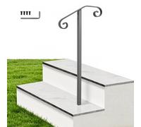 VEVOR Rampe d'Escalier Extérieure pour 1 à 2 Marches, Main Courante à Poteau Unique, Gris, pour Personnes Âgées, Marches en Béton, Porche et Terrasse, avec Kit de Fixation, en Acier au Carbone Robuste