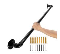 VEVOR Rampe Escalier Murale 0,9 m Main Courante Acier Carbone Garde-Corps en Métal Capacité Charge 200 kg/Tube Rambarde en Tube 32 mm 2 Supports Muraux pour Enfants Personnes Âgées Intérieur Extérieur