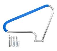 VEVOR Rampe Piscine Inox 121,9x91,5cm, Main Courante 113kg Rail Barre d'Appui de Piscines Tube 4,83cm Épaisseur 2mm avec Housse Poignée 1,2m 4 Ancres pour Sortie Entrée Piscine Spa Parc Aquatique