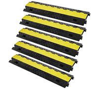 VEVOR Jeu de 5 rampes de protection de câbles à 2 canaux Pont de câbles en TPU & TPR Pont de tuyaux 91,8 x 25 x 4,3 cm Protection anti-collision 10000 kg (par essieu) Capacité de charge Rampe de câble