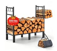 VEVOR Range-bûches d'Intérieur 83x33x79,5 cm Porte-bûches en Métal Noir | Pour Cheminée, Terrasse, Cour, Charge 250 kg, Structure Acier Carbone, Support à Bois de Chauffage Robuste avec Sac Transport