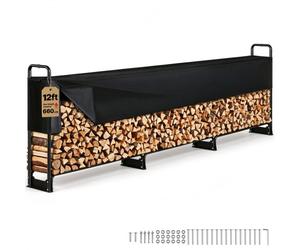 VEVOR Range Bûches Extérieur 386x36x117 cm Abri Bois de Chauffage avec Couverture Imperméable 600D Oxford Porte-bûches pour Cheminée Support de Bûche Intérieur pour 3/4 de Corde de Bois de Chauffage