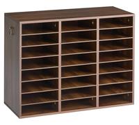 VEVOR, range-documents en bois pour bureau, organisateur avec 24 compartiments, couleur marron. Range-documents pour formats A4 standard, idéal pour les dossiers et les papiers. Équipé de séparateurs