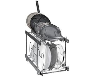 VEVOR Rangement Couvercle Casserole Extensible Organiseur de Poêle à 2 Niveaux 30,5x57,5x46,5 cm Porte-Casseroles avec Séparateur Réglable Range Casserole Ustensiles de Cuisine pour Placard Restaurant