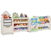 VEVOR Rangement de jouets Bibliothèque Étagère à jouets PEHD, 4 étages de rangement multifonctionnel avec 10 bacs en plastique souple & planche à dessin, pour chambre à coucher Salle de ris +