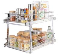 VEVOR Rangement sous Évier 2 Étages 355x539x383 mm Étagère Coulissante pour Placard en Acier Chromé avec Tablettes Charge 30 kg, pour Cuisine, Taille d'Installation du Placard 385x569x483 mm