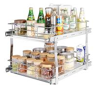 VEVOR Rangement sous Évier 2 Étages 431x539x383 mm Étagère Coulissante pour Placard en Acier Chromé avec Tablettes Charge 30 kg Glissement Fluide, Taille d'Installation du Placard 461x569x483 mm