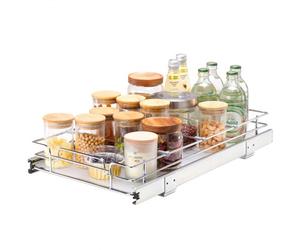 VEVOR Rangement sous Évier 310x533x85 mm 1 Étage Panier Coulissant pour Placard en Acier Chromé Tiroir Coulissant Cuisine avec Tablette Charge 13 kg, Taille d'Installation du Placard 340x563x185 mm