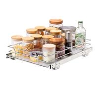 VEVOR Rangement sous Évier 315x420x85 mm 1 Étage Panier Coulissant pour Placard en Acier Chromé Tiroir Coulissant Cuisine avec Tablette Charge 13 kg, Taille d'Installation du Placard 345x450x185 mm