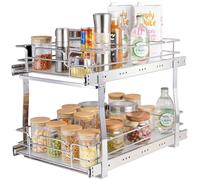 VEVOR Rangement sous Évier 2 Étages 355x539x383 mm Étagère Coulissante pour Placard en Acier Chromé avec Tablettes Charge 30 kg, pour Cuisine, Taille d'Installation du Placard 385x569x483 mm