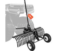 VEVOR Râteau à foin pour tracteur tondeuse 1219 mm, râteau à foin avec 24 dents, râteau à gazon à tirer pour tondeuses à gazon et tracteurs ATV, réglage de la hauteur et de l'angle, scarificateur haut