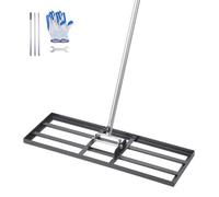 VEVOR Râteau de Nivellement de Pelouse, 762 x 254 x 2290 mm, Niveleur de Gazon, Manche 2130 mm, en Acier au Carbone Résistant à la Rouille, Outil de Nivellement pour Cour, Terrain de Golf, Jardin