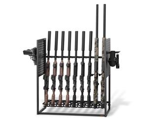 VEVOR Râtelier à Fusils Vertical Capacité 9 Armes Longues et 4 Pistolets, Support d'Armes à Feu sur Pied, pour Rangement Exposition Carabines Maison Garage, Porte Fusils avec Porte-chargeurs, en Acier