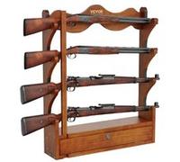 VEVOR Râtelier d'Armes en Bois 4 Emplacements Capacité 60kg Avec Rembourrage Doux Bois