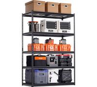 VEVOR Rayonnage de stockage, 1361 kg, 5 étages de rayonnage de garage pour charges lourdes, 609,6 x 1219,2 x 1828,8 mm, réglable, emboîtable, rayonnage de cave pour cuisine, entrepôt, cave, noir