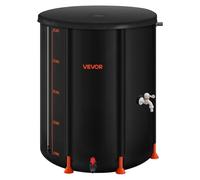 VEVOR Récupérateur d'eau de Pluie Pliable 201 L Réservoir d'eau de Pluie en PVC 1000D, Système de Récupération Eau, avec Robinet, Kit Trop-Plein, Bac de Collecte pour Arrosage Potager de Jardin, Noir