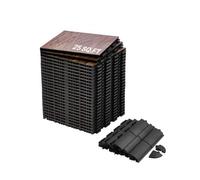 VEVOR Revêtement de sol emboîtable, 315 x 315 mm, dalles de sol polyvalentes emboîtables, 25 pcs, dalles de piste de danse portable avec base coussinée, grain de bois de chêne, marron, 2,3 m²/boîte