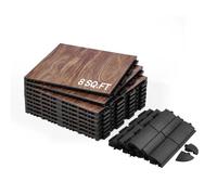 VEVOR Revêtement de sol emboîtable, 315 x 315 mm, dalles de sol polyvalentes emboîtables, 9 pcs, dalles de piste de danse portable avec base coussinée, grain de bois de chêne, marron, 0,8 m²/boîte