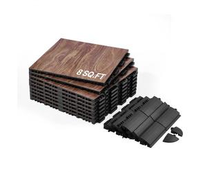 VEVOR Revêtement de sol emboîtable, 315 x 315 mm, dalles de sol polyvalentes emboîtables, 9 pcs, dalles de piste de danse portable avec base coussinée, grain de bois de chêne, marron, 0,8 m²/boîte