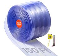 VEVOR Rideau à Lanière PVC, 4572x20 cm, Rideau Lamelles Transparent, Rouleau Bande de Porte en Plastique Nervuré Épaisseur 2 mm pour Portes de Supermarché, Usine, Entrepôt, Centres Commerciaux, Garage
