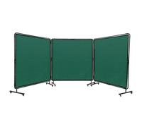 VEVOR Rideau de Soudage avec Cadre 3 Panneaux Écran Rideau de Protection pour Soudure 1,8x1,8 m en Vinyle Ignifuge sur 12 Roues Pivotantes (6 Verrouillables) Mobile Pro pour Atelier, Industrie, Vert