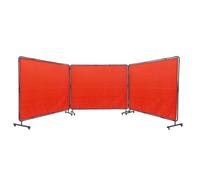 VEVOR Rideau de Soudage avec Cadre 3 Panneaux Écran Rideau de Protection pour Soudure 1,8x2,4 m en Vinyle Ignifuge sur 12 Roues Pivotantes (6 Verrouillables) Mobile Pro pour Atelier, Industrie, Rouge