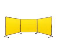 VEVOR Rideau de Soudage avec Cadre 3 Panneaux Écran Rideau de Protection pour Soudure 1,8x2,4 m en Vinyle Ignifuge sur 12 Roues Pivotantes (6 Verrouillables) Mobile Pro pour Atelier, Industrie, Jaune