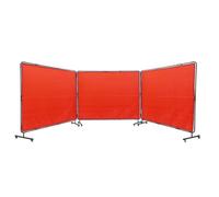 VEVOR Rideau de soudage avec cadre 3 panneaux 1,8×2,4 m vinyle ignifuge 12 roues pivotantes rouge