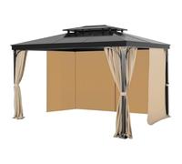 VEVOR Rideau d'Intimité pour Tonnelle Extérieur, 281x373x213 cm, Rideaux Pare-Soleil Universel Polyester Imperméable de Remplacement, avec Fermeture Éclair, pour Auvent Patio, Rideau Uniquement, Kaki