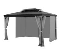 VEVOR Rideau d'intimité pour tonnelle imperméable extérieur, 284 x 284 x 204 cm, rideau de rechange universel à 4 panneaux, avec fermeture éclair, pour auvent de patio, cour (rideaux uniquement), gris
