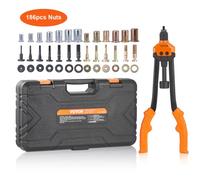 VEVOR Riveteuse Manuelle pour Écrou à Sertir 41 cm Pince à Insert Fileté avec 13 Mandrins 186 Écrous de 13 Tailles Outil à Riveter Bouton de Dérivetage Mallette Portable pour Automobile Bricolage