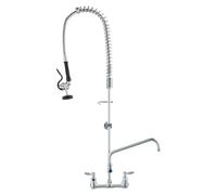 VEVOR Robinet de Cuisine avec Douchette de Prérinçage, Mitigeur avec Douchette Extractible Mural, pour Évier à 1/2/3 Bacs, Mélangeur en Laiton, Hauteur 111 cm Entraxe 20,3 cm Bec Pivotant 30,5 cm