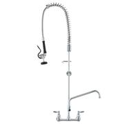 VEVOR Robinet commercial avec pulvérisateur de pré-rinçage, hauteur 47", centre 8", bec pivotant 12", robinet d'évier de cuisine mural, dispositif en laiton avec douchette extractible, pour évier 1/2/