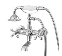 VEVOR Robinet de baignoire sur pattes avec douchette à main, ensemble de robinet de remplissage de baignoire en chrome poli vintage, montage mural, avec bras pivotants réglables et bec pivotant à 360°