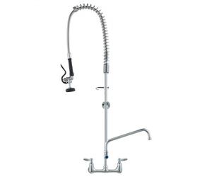 VEVOR Robinet de Cuisine avec Douchette de Prérinçage, Mitigeur avec Douchette Extractible Mural, pour Évier à 1/2/3 Bacs, Mélangeur en Laiton, Hauteur 118 cm Entraxe 20,3 cm Bec Pivotant 30,5 cm