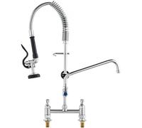 VEVOR Robinet de Cuisine Commercial avec Pulvérisateur de Pré-rinçage, Mitigeur avec Douchette Extractible, 660 mm de Haut, Entraxe 203 mm, Bec Pivotant 305 mm, Montage sur Pont, pour Évier Rstaurant