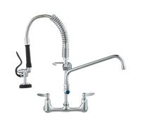 VEVOR Robinet de Cuisine Commercial avec Pulvérisateur de Pré-rinçage, Mitigeur avec Douchette Extractible, 530 mm de Haut, Entraxe 203 mm, Bec Pivotant 305 mm, Mural pour Évier 1/2/3 Compartiments