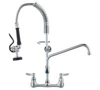 VEVOR Robinet de Cuisine Commercial avec Pulvérisateur de Pré-rinçage, Mitigeur avec Douchette Extractible, 630 mm de Haut, Entraxe 203 mm, Bec Pivotant 305 mm, Mural pour Évier 1/2/3 Compartiments