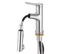 VEVOR Robinet d'évier à poignée unique, mitigeur de cuisine à tirette unique 1 ou 3 trous, sans plomb, avec interrupteur à bouton-poussoir, pour salle de bain, camping-car, bar, toilettes publiques