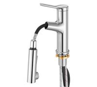 VEVOR Robinet d'évier à poignée unique, mitigeur de cuisine à tirette unique 1 ou 3 trous, sans plomb, avec interrupteur à bouton-poussoir, pour salle de bain, camping-car, bar, toilettes publiques