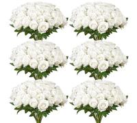VEVOR Rose artificielle Lot de 120 – Hauteur 50,8 cm, tête 70 mm, aspect réaliste – Blanc