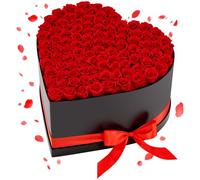 VEVOR Rose Éternelle 100 Fleurs Éternelles Préservées Boîte Cœur, Bouquet Rose Éternelle, Cadeau pour Elle, Femme, Épouse, Maman, Sœur, Mamie, Amie, Anniversaire, Saint-Valentin, Noël, Rouge Classique