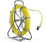 VEVOR Roue à câble en fibre de verre 100 m Ø6,3 mm Tige en fibre de verre, ruban de pêche avec support, aide au tirage de câble avec marquages, enfile-câble, tire-câble pour murs et tubes d'installati